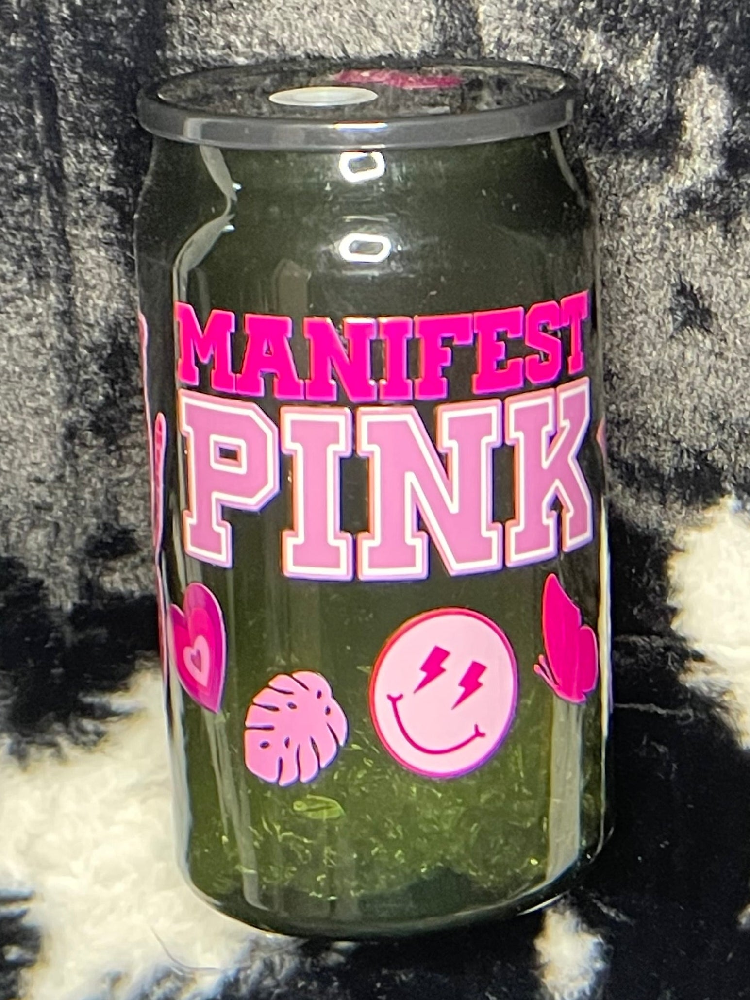 Acrylic Cup - 10oz, Black, Manifest Pink