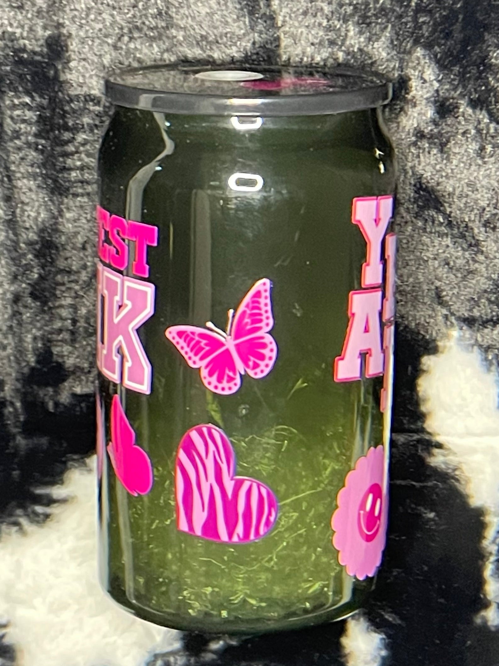 Acrylic Cup - 10oz, Black, Manifest Pink