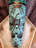 Stainless Steel Stanley Dupe - 40oz, Teal over Black Laser Engraved, Cheetah Bows