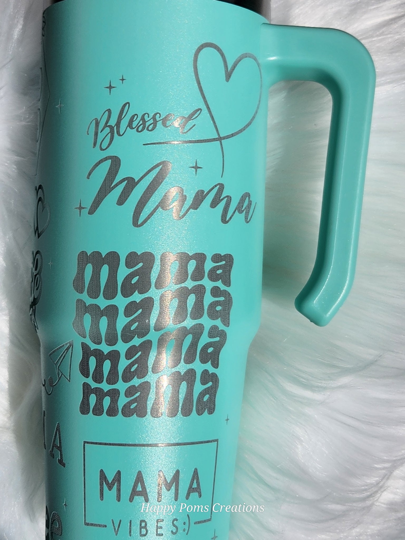 30 oz Stainless Steel Tumbler -  Laser Engraved, MAMA w/Straw.