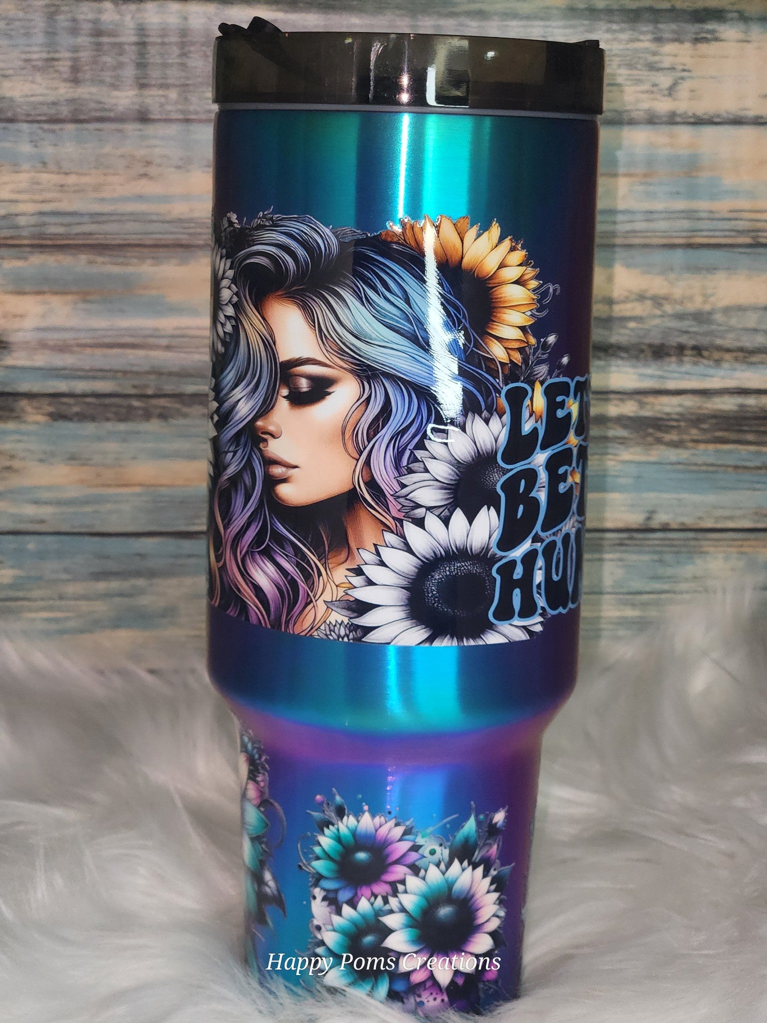 40 oz Stanley Dupe Tumber - Shifting Blue, Lets Be Better Humans, w/Straw