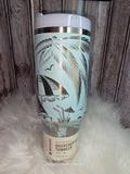 Stainless Steel Stanley - 40 oz, Laser Engraved, Seafoam, Beachy Gnome.