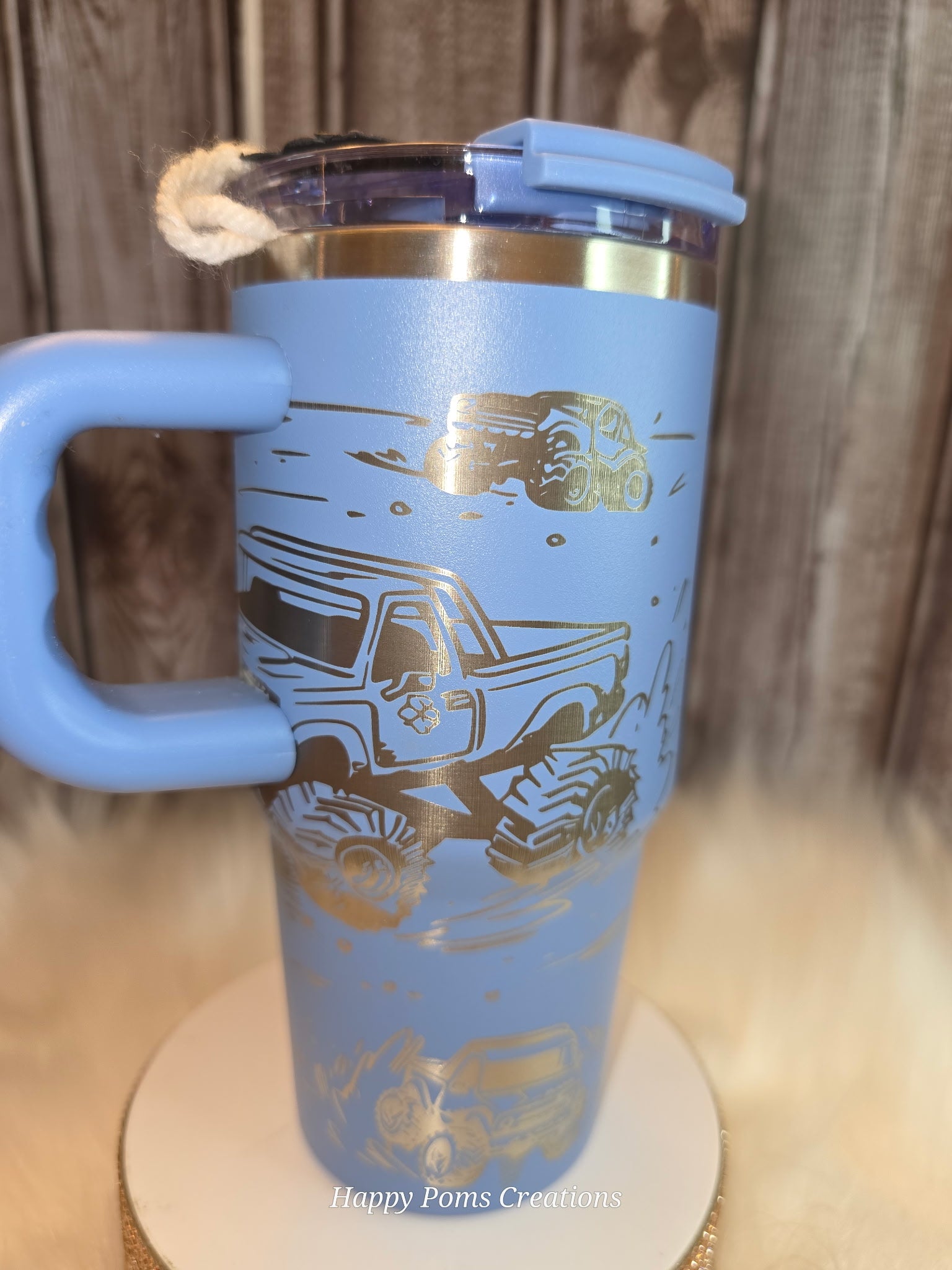 14 oz Off Road Truck Tumbler Personalized | Jeep Style Engraved Travel Mug with Handle | 4x4 Gift for Him | Camping Cup Adventure Lover