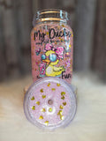 Acrylic Mason Jar Tumbler - 15 oz, Snow Globe, Ducks in a Row
