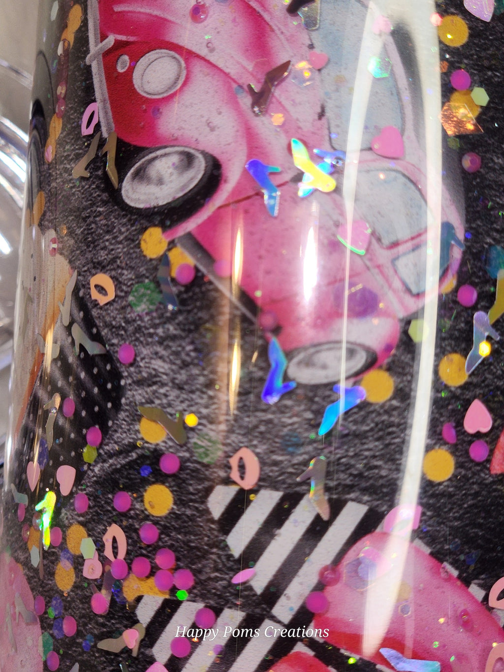 Snow Globe Tumbler: Pink Celebration, Floating Stilettos & VW Bug