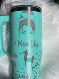 30 oz Stainless Steel Tumbler -  Laser Engraved, MAMA w/Straw.