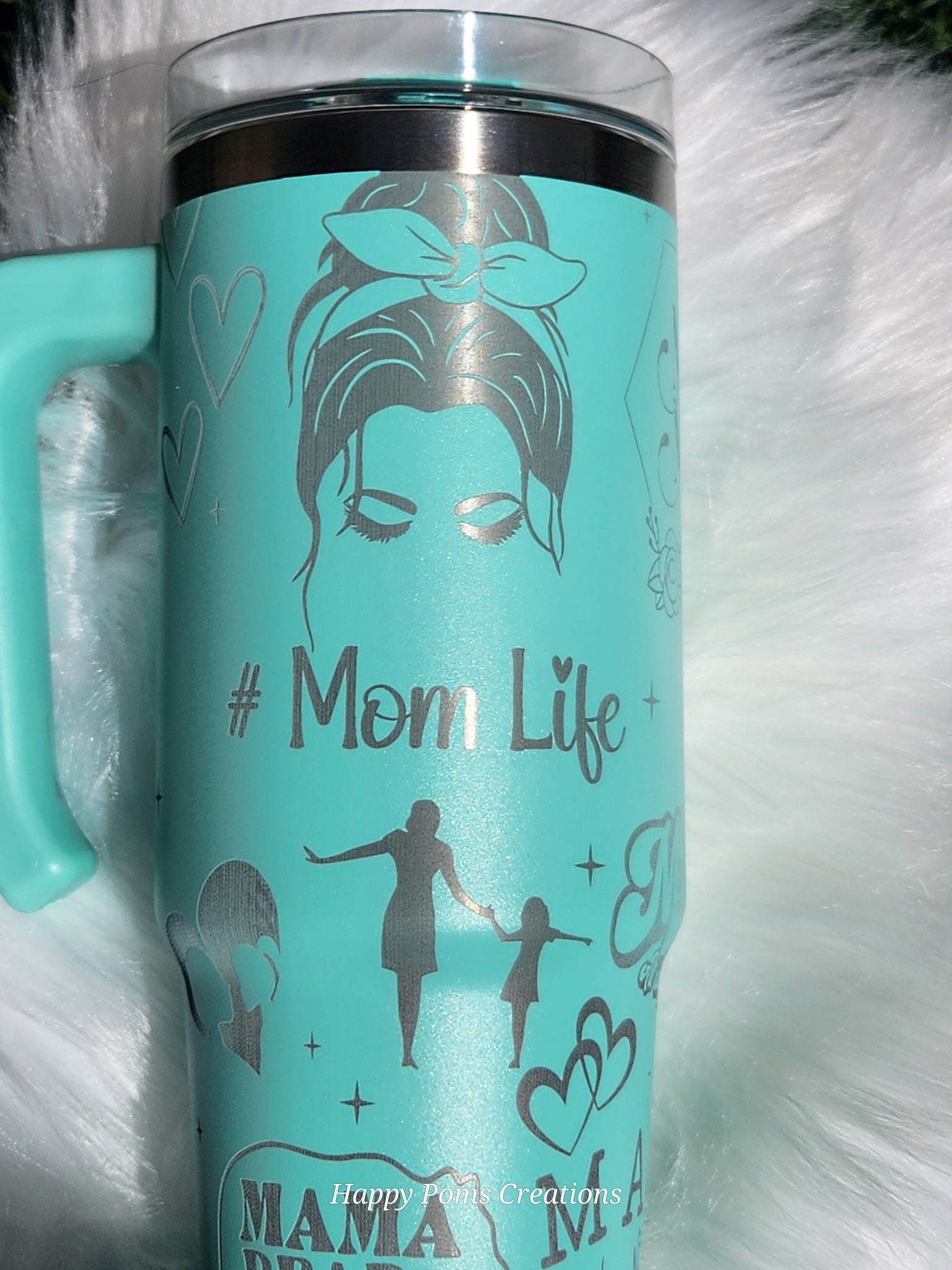 30 oz Stainless Steel Tumbler -  Laser Engraved, MAMA w/Straw.