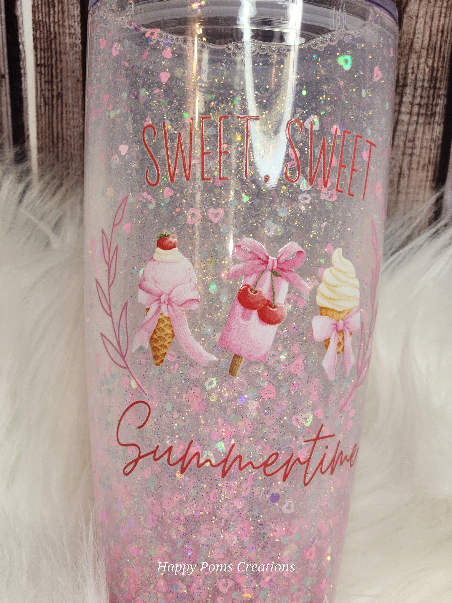 Acrylic handled Tumbler - 25 oz, Sweet Sweet Summertime, w/Straw