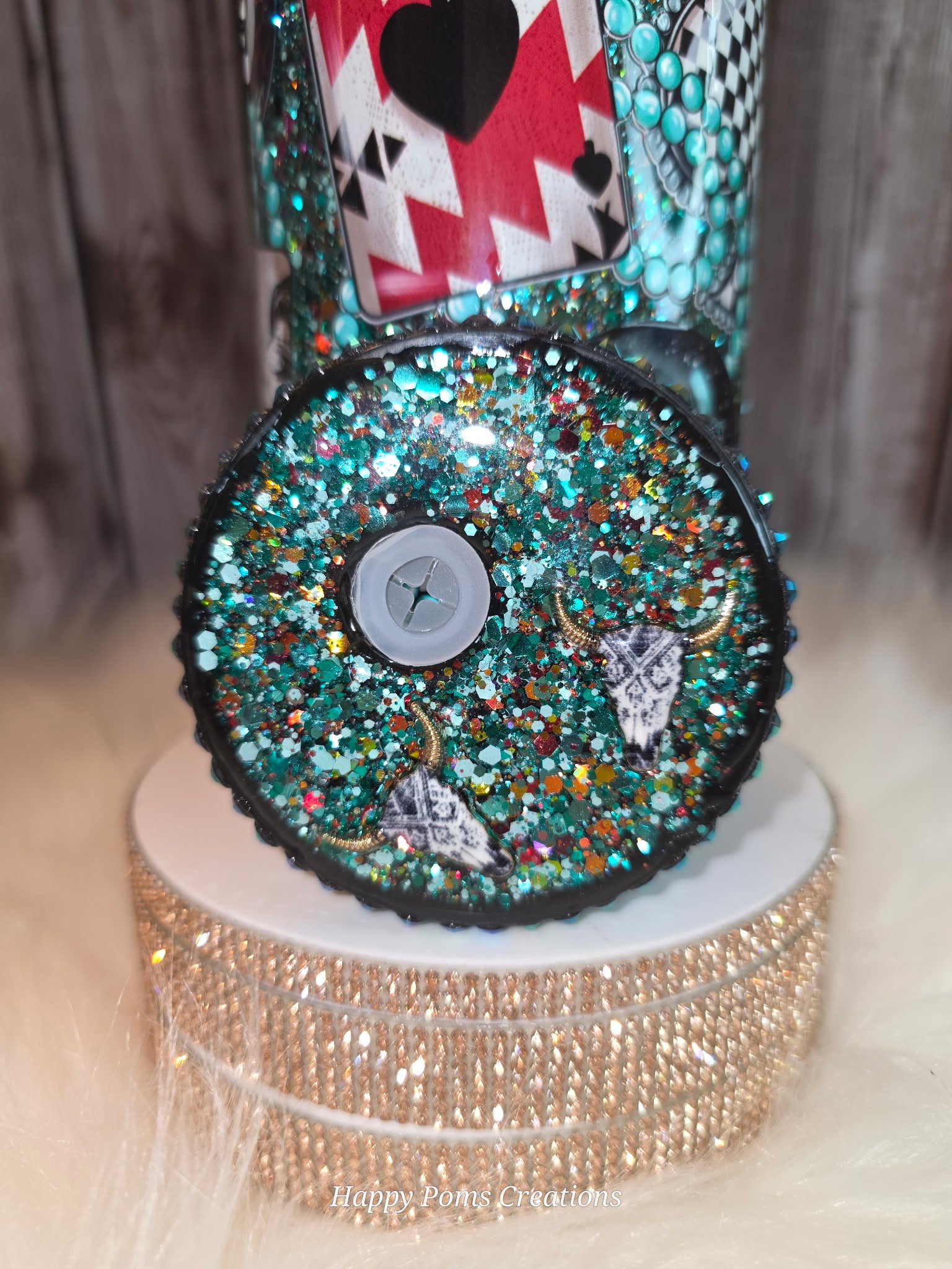 20 oz Snow Globe Tumbler | Casino Playing Cards, 8 Ball, Cherries, Cowgirl Design