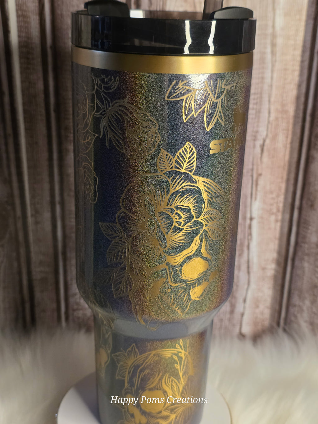 Exclusive Pixie Dust, Skull & Roses Stanley Tumbler, Laser Engraved Travel Mug, Dark Gothcore Drinkware