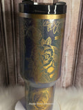 Exclusive Pixie Dust, Skull & Roses Stanley Tumbler, Laser Engraved Travel Mug, Dark Gothcore Drinkware