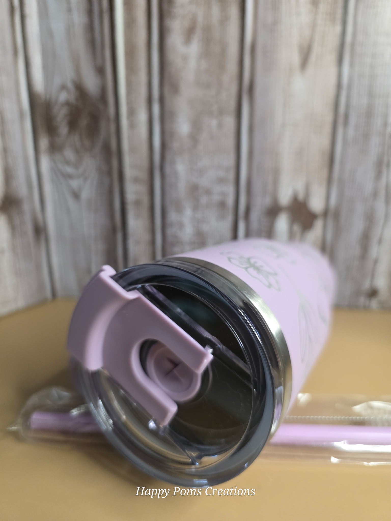 Lavender Floral Tumbler with Handle, 14oz Insulated Cup, Pastel Flower Travel Mug, Stainless Steel Drinkware with Lid, Gift for Her