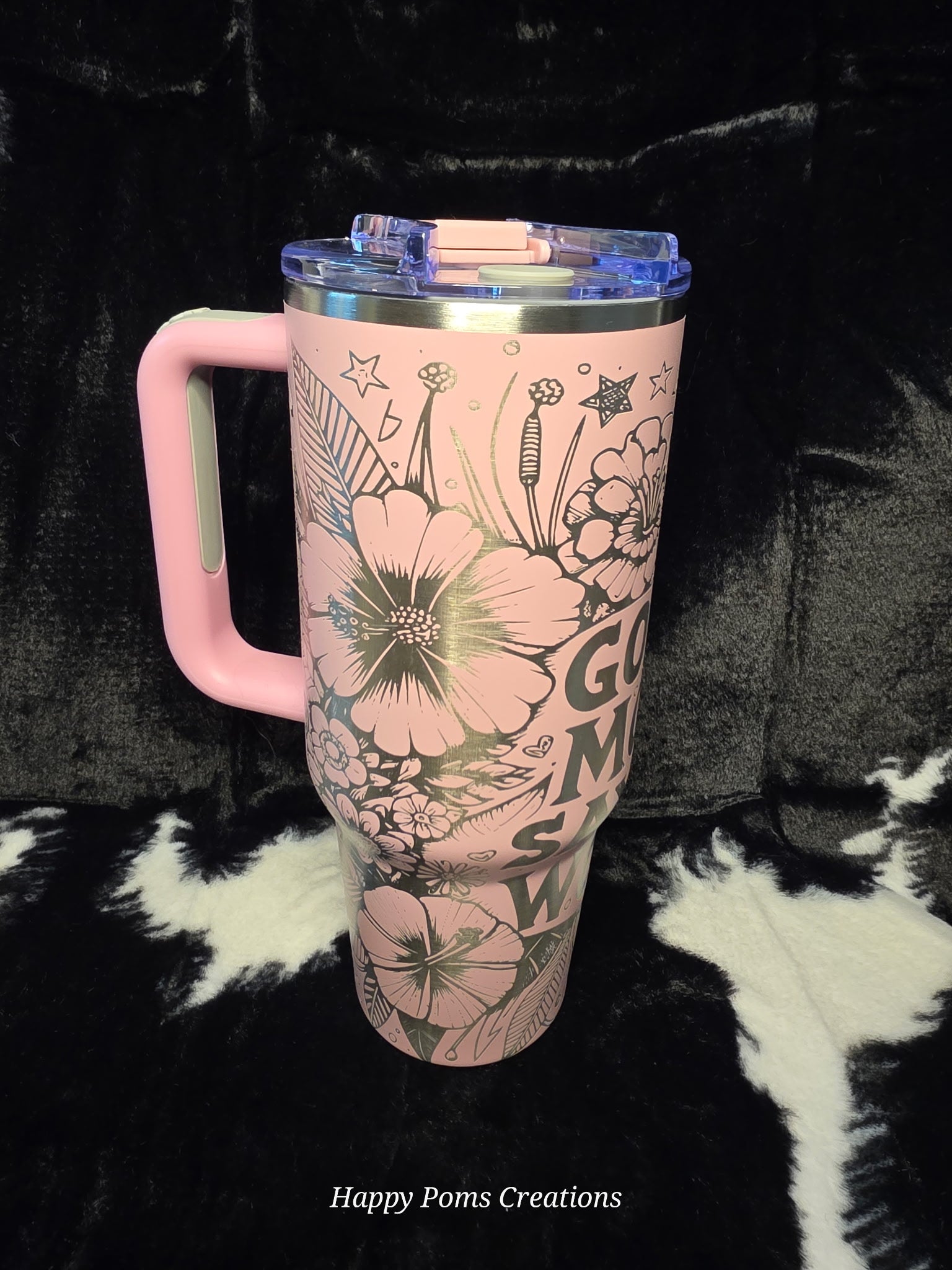 Stainless Steel Stanley Dupe - 40 oz, Laser Engraved, morning Blush, Good Moms Say Bad Words