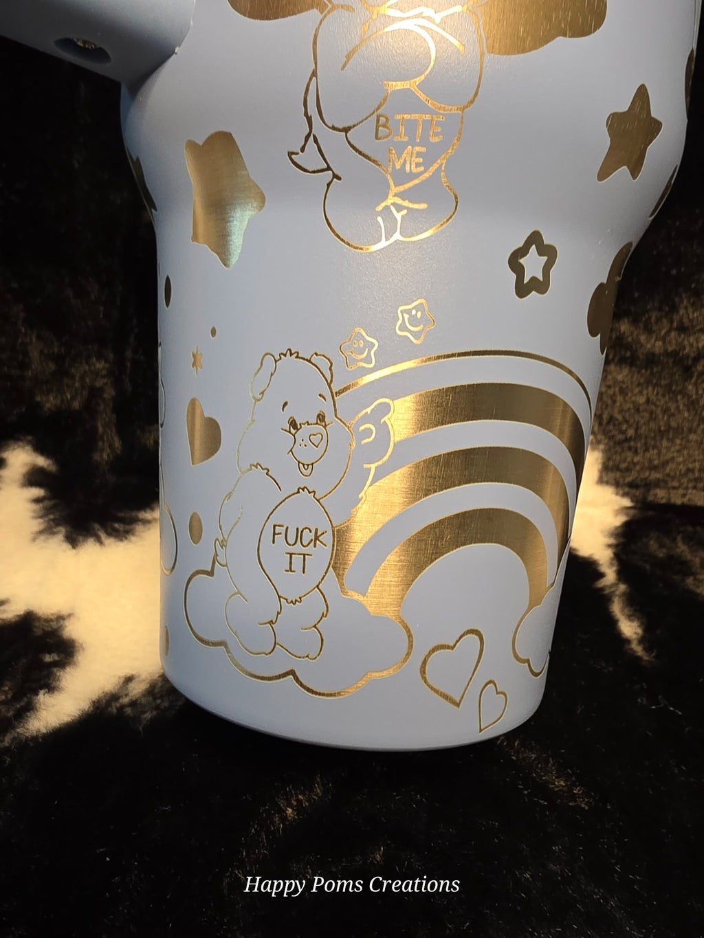 Stainless Steel Stanley Dupe - 40 oz, Laser Engraved, Steel Blue, Swear Bears