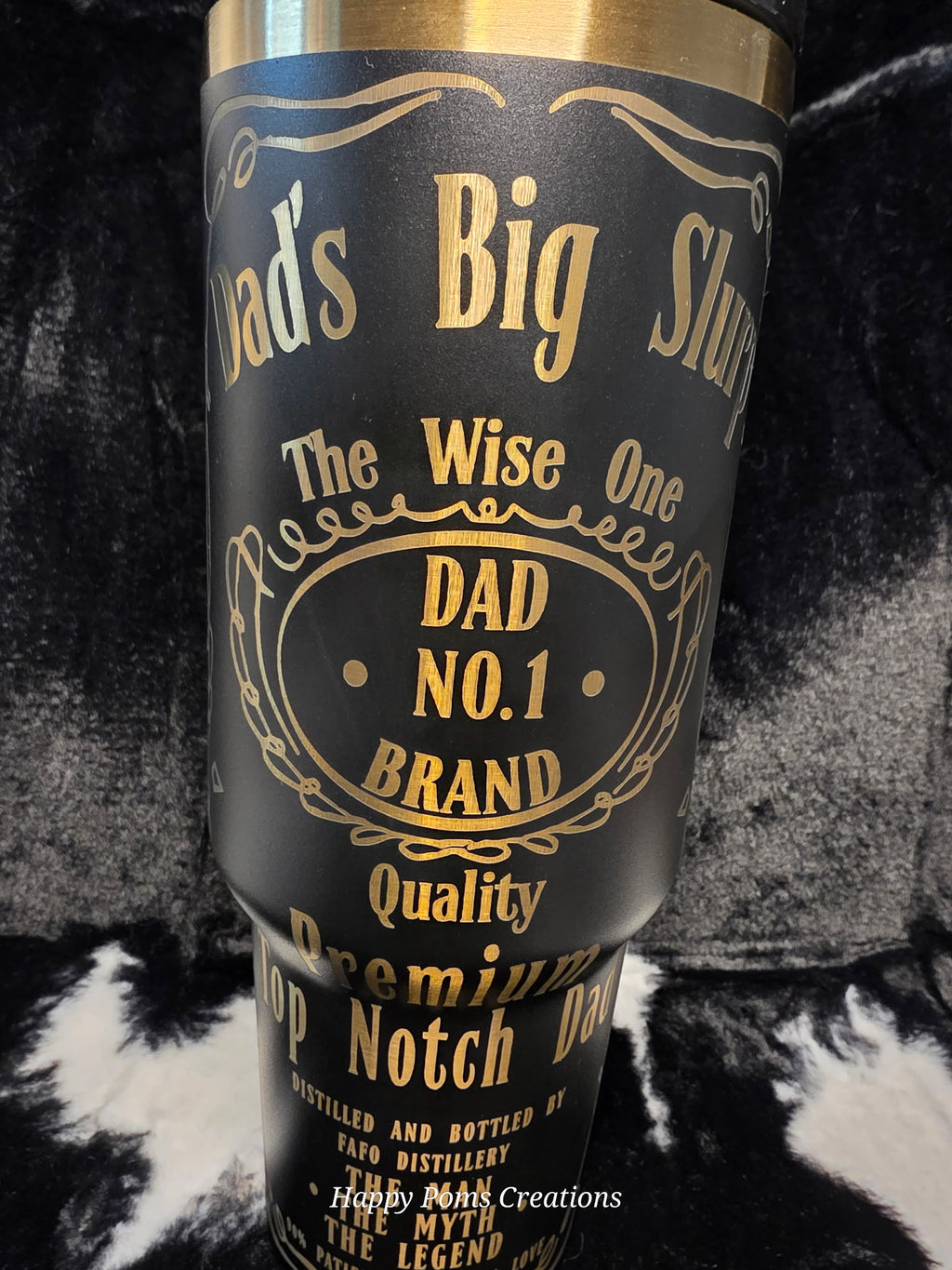 Dad’s Big Slurp Premium Dad Tumbler | Engraved Black & Gold Dad Cup | Father’s Day Gift for Dad | Funny Dad Travel Mug with Handle