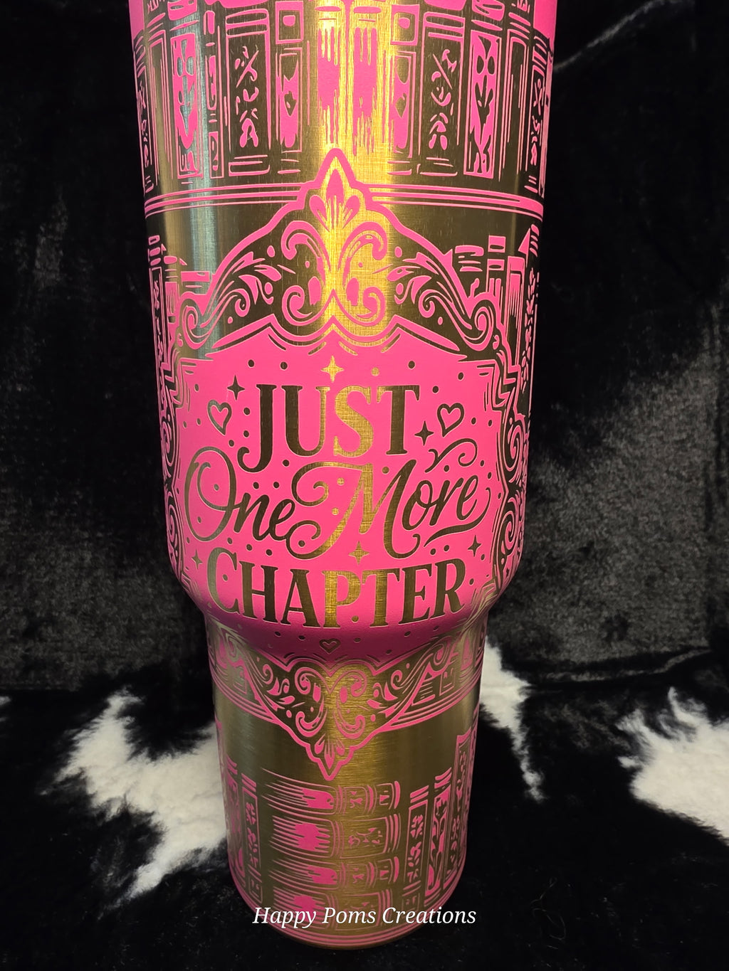 Just One More Chapter Tumbler 40oz | Book Lover Travel Mug with Handle | Pink Reader Gift Cup | Booktok Inspired Stainless Steel Mug