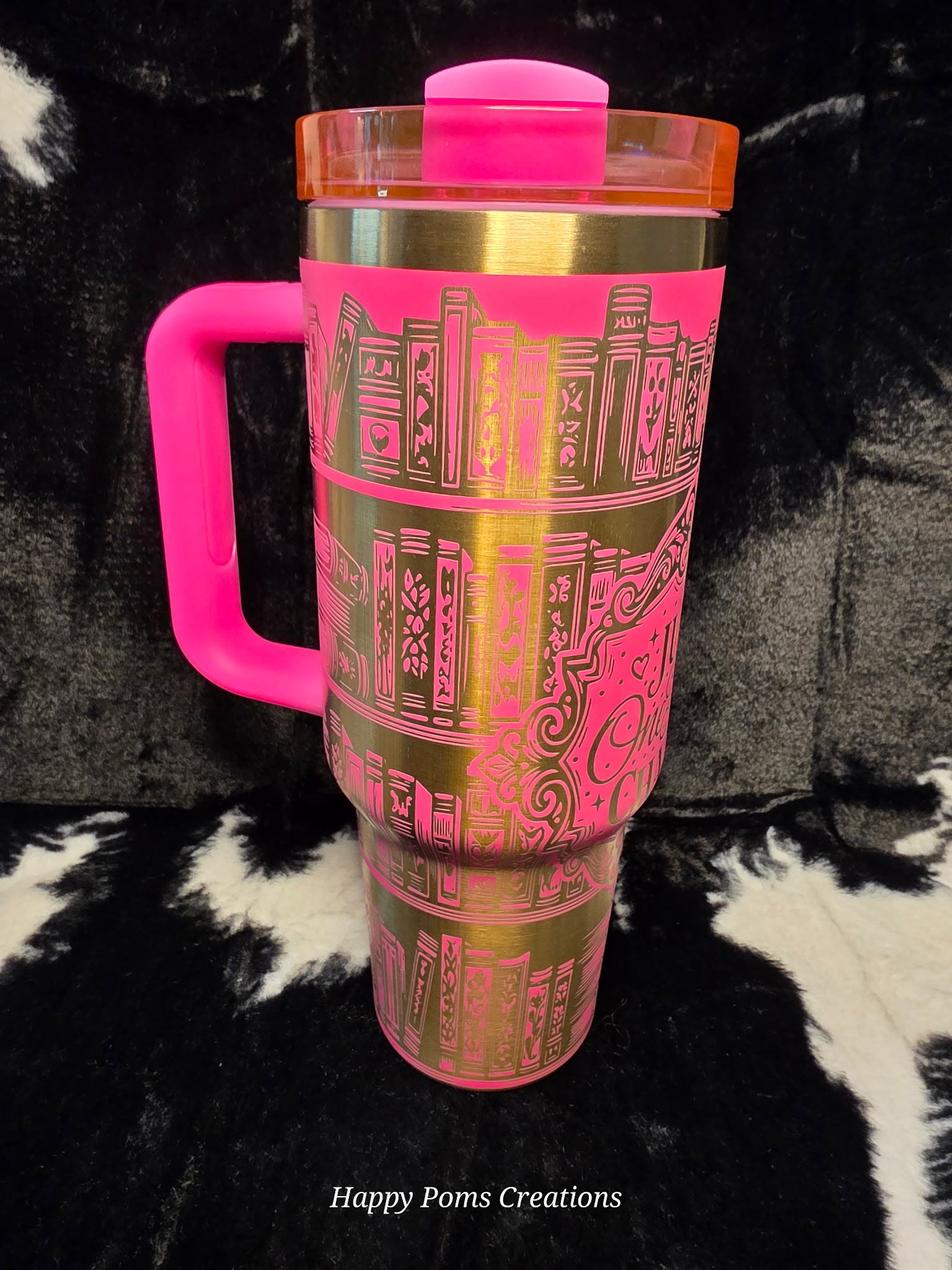 Just One More Chapter Tumbler 40oz | Book Lover Travel Mug with Handle | Pink Reader Gift Cup | Booktok Inspired Stainless Steel Mug