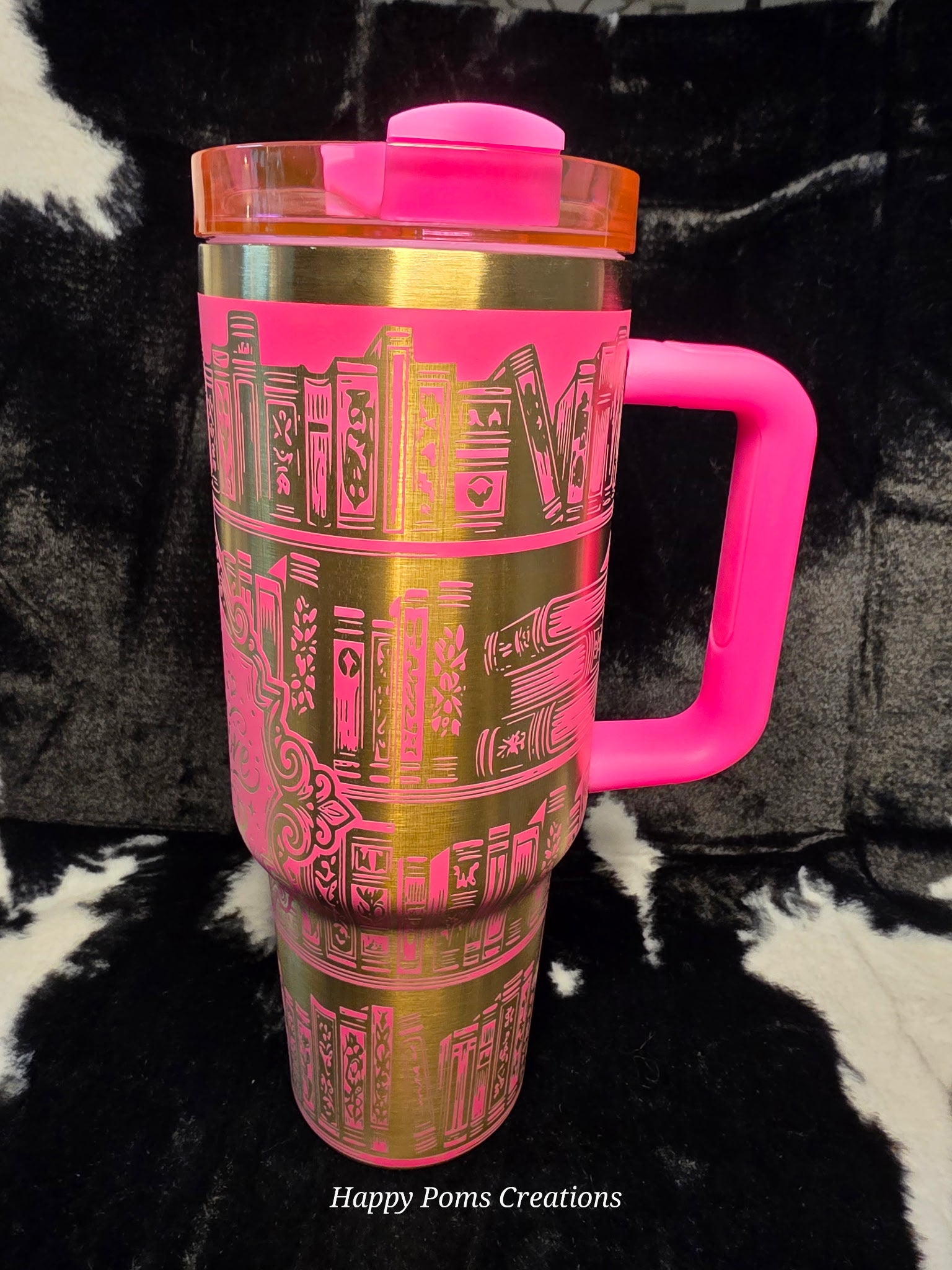 Just One More Chapter Tumbler 40oz | Book Lover Travel Mug with Handle | Pink Reader Gift Cup | Booktok Inspired Stainless Steel Mug