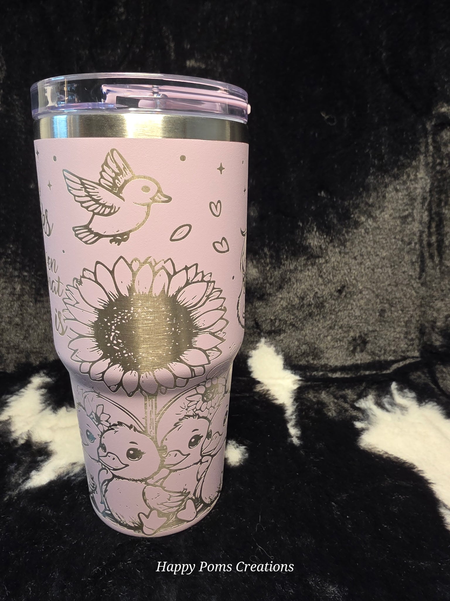 Cute Duck Tumbler with Handle, “My Ducks Don’t Even Know What Row Is” Travel Mug, Pink Floral Duck Cup, Funny Duck Lover Gift, 14oz Tumbler