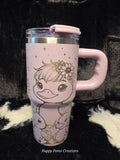 Cute Duck Tumbler with Handle, “My Ducks Don’t Even Know What Row Is” Travel Mug, Pink Floral Duck Cup, Funny Duck Lover Gift, 14oz Tumbler