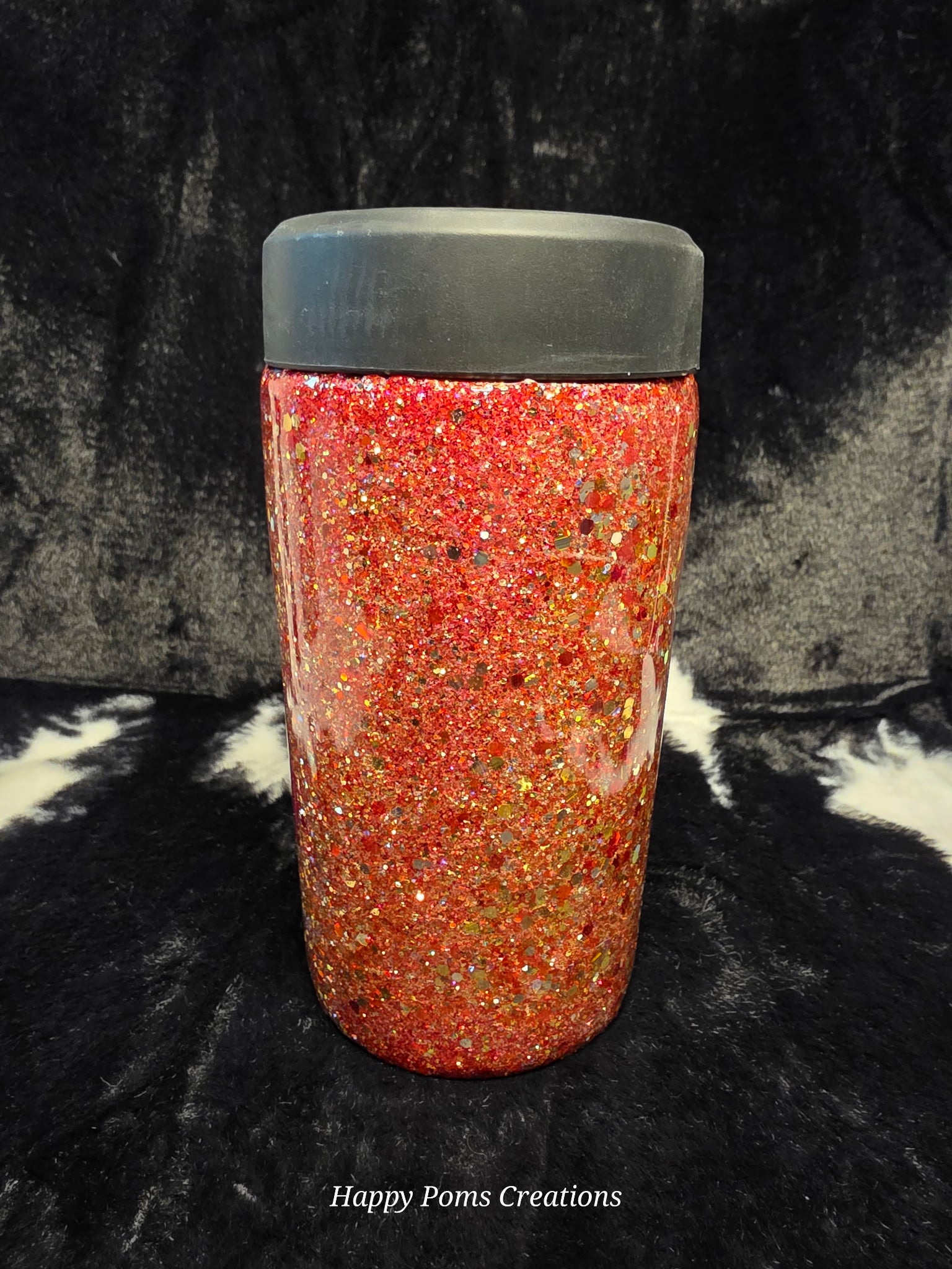 Glitter Cherry Can Cooler Tumbler | Handmade Rhinestone Cherry FrostBuddy Style Drink Holder | Sparkly Red Insulated Soda Can Cooler Gift