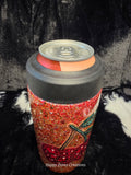 Glitter Cherry Can Cooler Tumbler | Handmade Rhinestone Cherry FrostBuddy Style Drink Holder | Sparkly Red Insulated Soda Can Cooler Gift