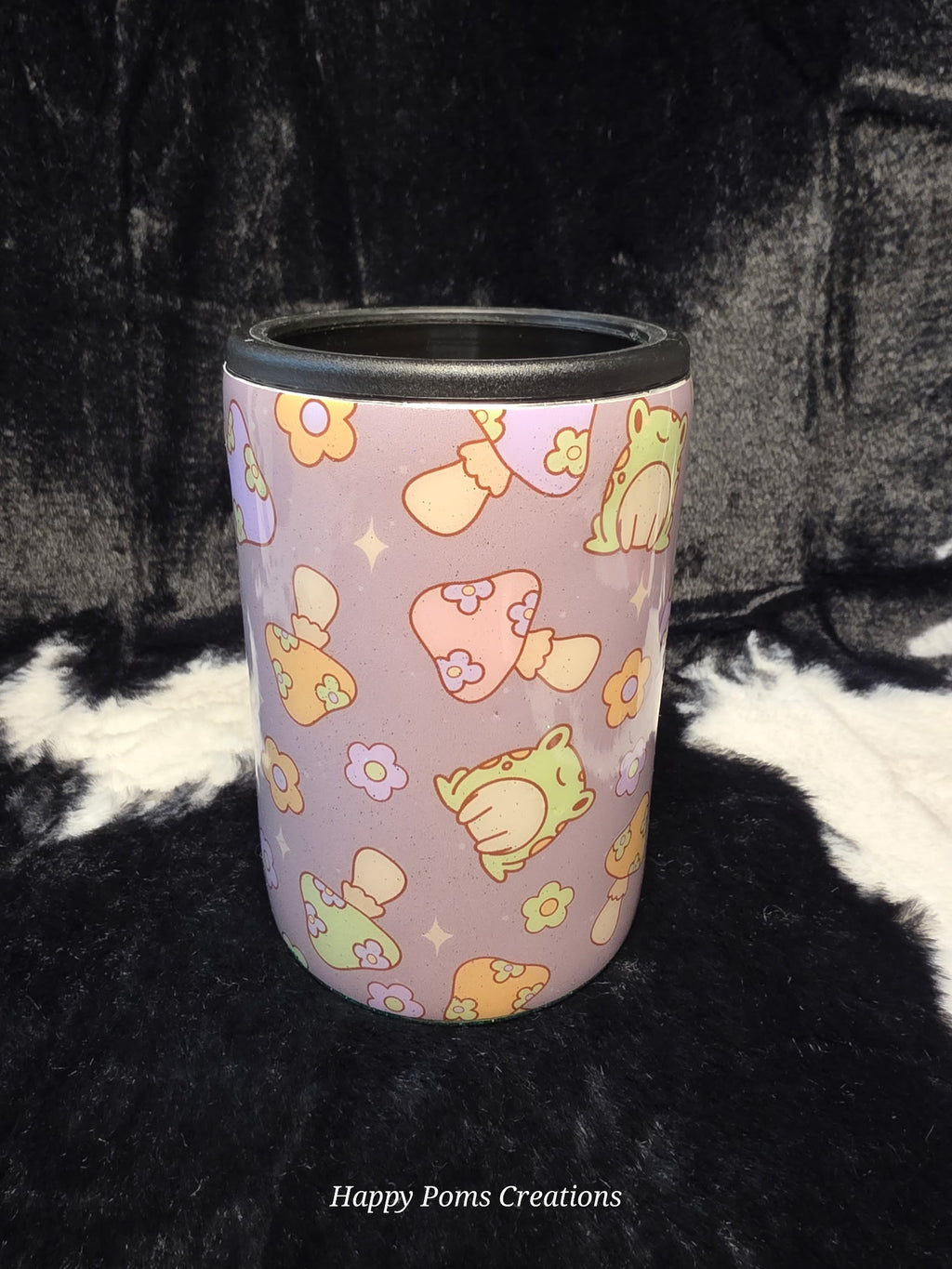 Cute Frog & Mushroom Can Cooler Tumbler | 12oz Skinny Can Cooler | Kawaii Drink Holder | Insulated Soda Sleeve | Handmade Gift
