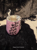 Purple Glitter Leopard Print Shot Glass Keychain – Mini Liquor Cup with Lid – Unique Gift for Her, Party Favor, Travel Shot Glass