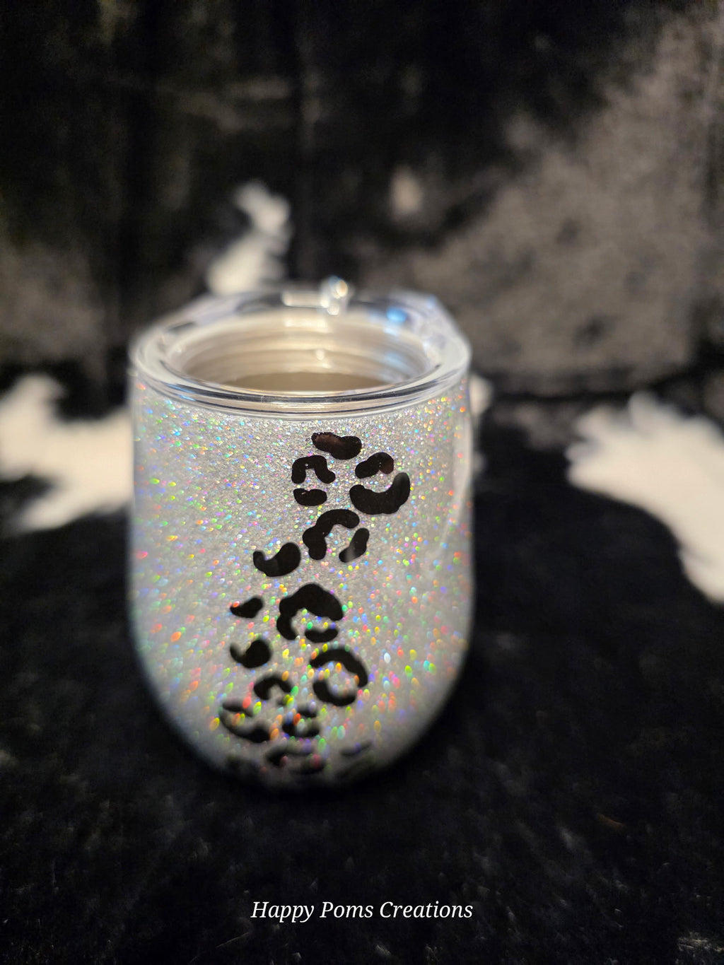 Silver Glitter Leopard Print Shot Glass Keychain – Mini Liquor Cup with Lid – Unique Gift for Her, Party Favor, Travel Shot Glass
