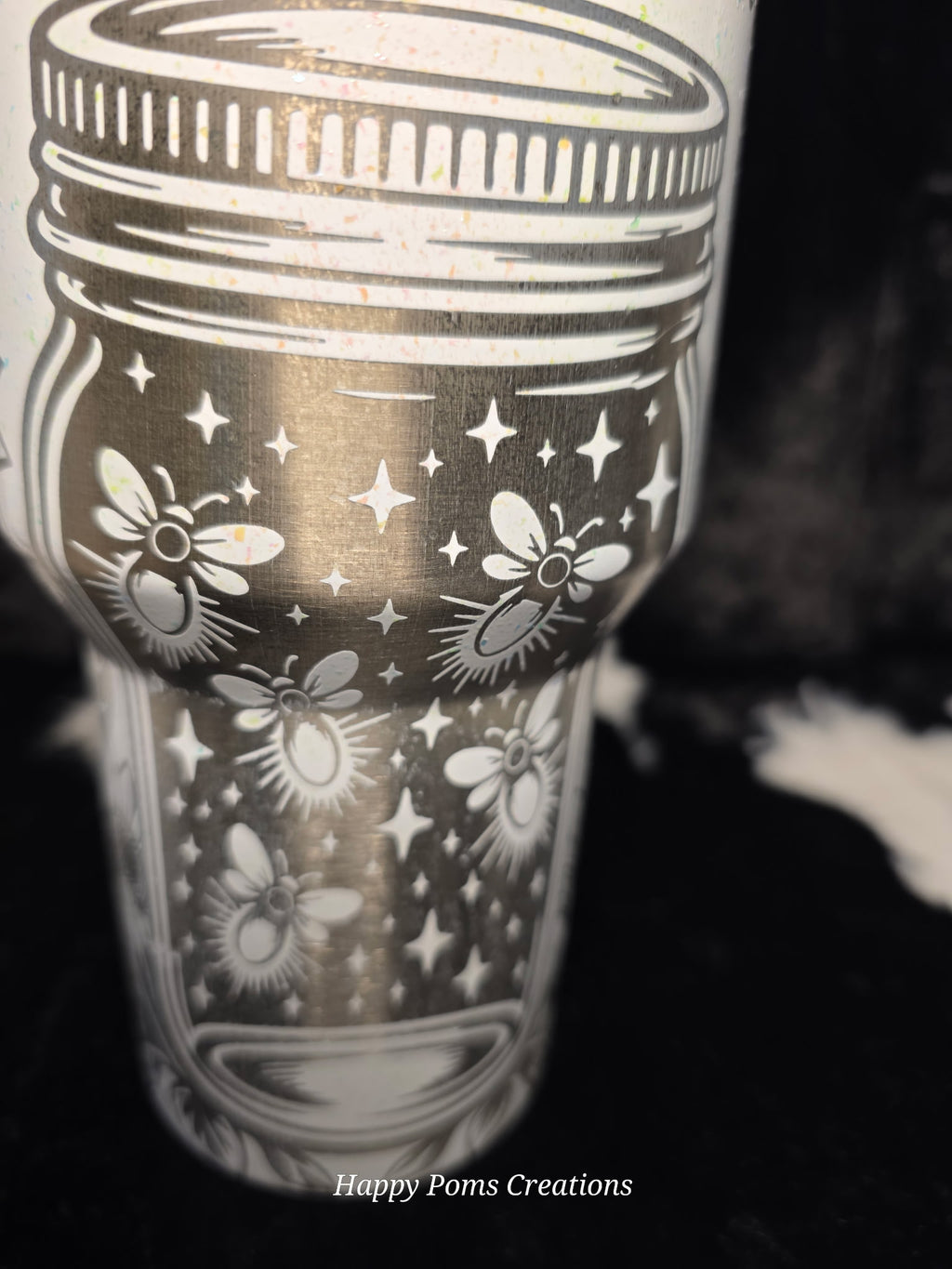 Fireflies and Sunset Skies Engraved Stanley Tumbler | Sunflower Glitter Tumbler | 40oz Custom Laser Engraved Cup | Rustic Floral Travel Tumbler