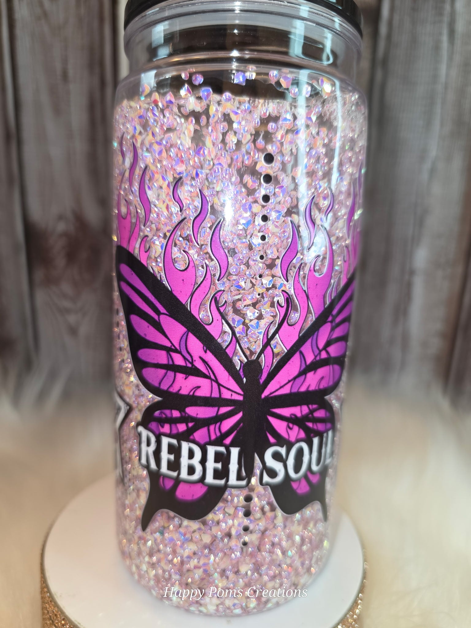 Pink Glitter Snow Globe Tumbler – Butterfly Rebel Soul Design