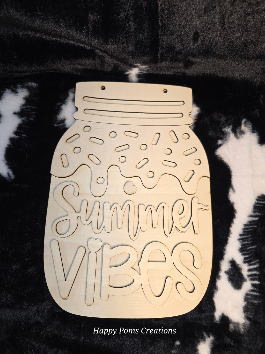 Summer Vibes Mason Jar Door Hanger DIY Paint Kit | Unfinished Wood Sign | Summer Porch Decor | Layered Wooden Craft Blank | Farmhouse Summer Wreath Attachment