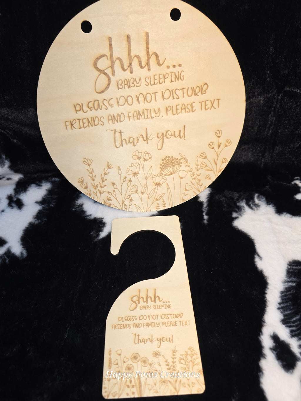 Personalized Baby Sleeping Door Sign | Shhh Baby Sleeping Please Do Not Disturb Sign | Nursery Door Hanger | New Baby Gift