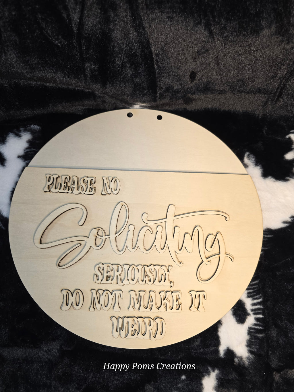 Please No Soliciting Sign | Funny Front Door Sign | Rustic Wooden Door Hanger | No Salespeople Door Decor | Housewarming Gift