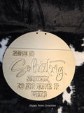 Please No Soliciting Sign | Funny Front Door Sign | Rustic Wooden Door Hanger | No Salespeople Door Decor | Housewarming Gift