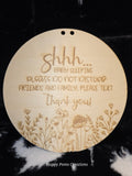 Baby Sleeping Door Hanger Sign, Do Not Disturb Baby Sleeping Sign, Nursery Door Sign, New Baby Gift, Wooden Laser Engraved Door Hanger, Baby Shower Gift