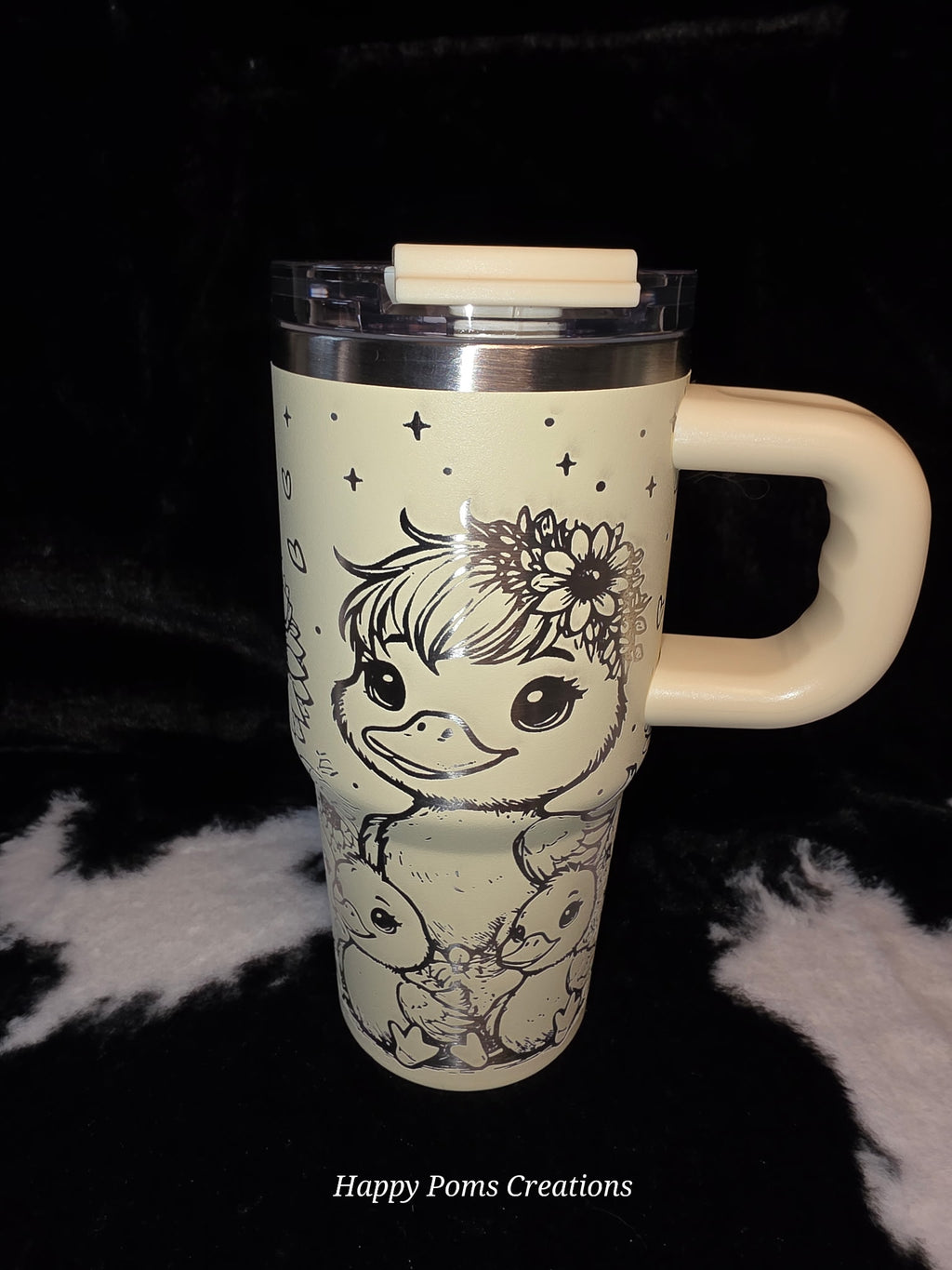 Funny Duck Lover Travel Mug with Handle | "My Ducks Don't Even Know What Row Is" Tumbler | Cute Duck Mom Gift | Sunflower Duck Cup | 14oz Insulated Mug