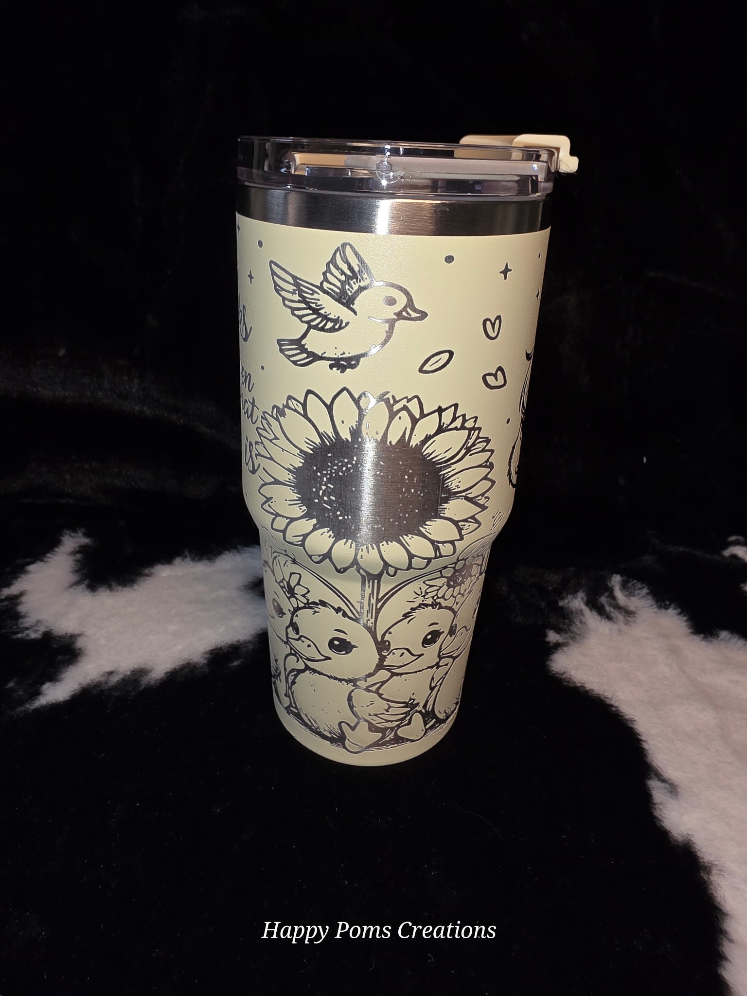 Funny Duck Lover Travel Mug with Handle | "My Ducks Don't Even Know What Row Is" Tumbler | Cute Duck Mom Gift | Sunflower Duck Cup | 14oz Insulated Mug