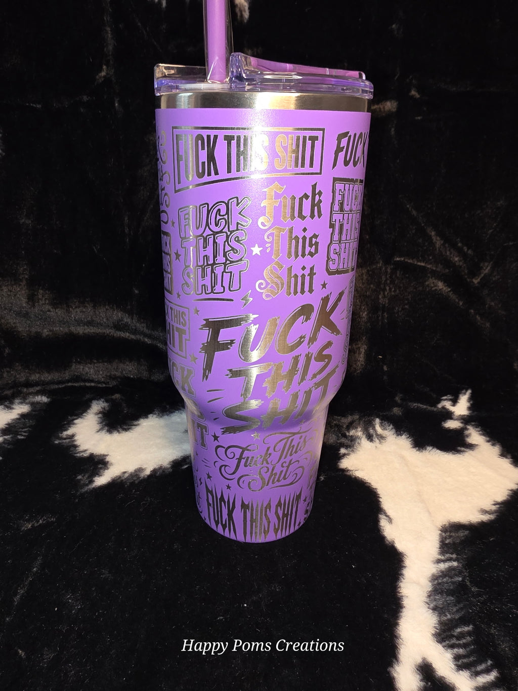 Purple "Fck This Sht" 30oz Tumbler with Handle | Engraved Stainless Steel Travel Mug | Funny Adult Gift | Coworker Gift | Stress Relief Cup