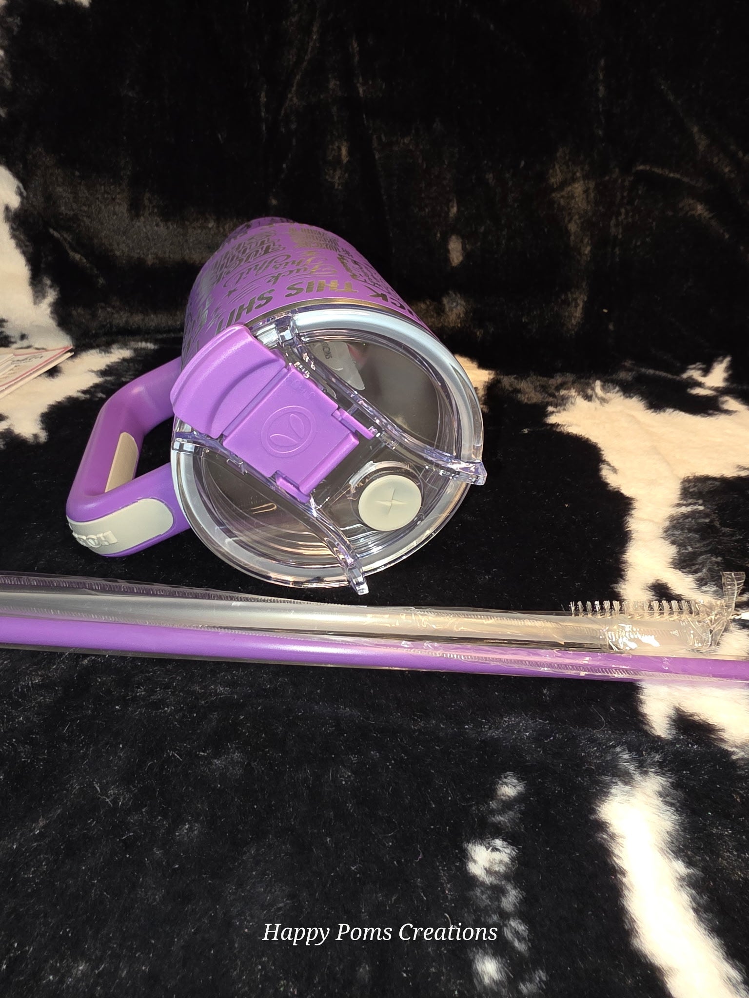 Purple "Fck This Sht" 30oz Tumbler with Handle | Engraved Stainless Steel Travel Mug | Funny Adult Gift | Coworker Gift | Stress Relief Cup