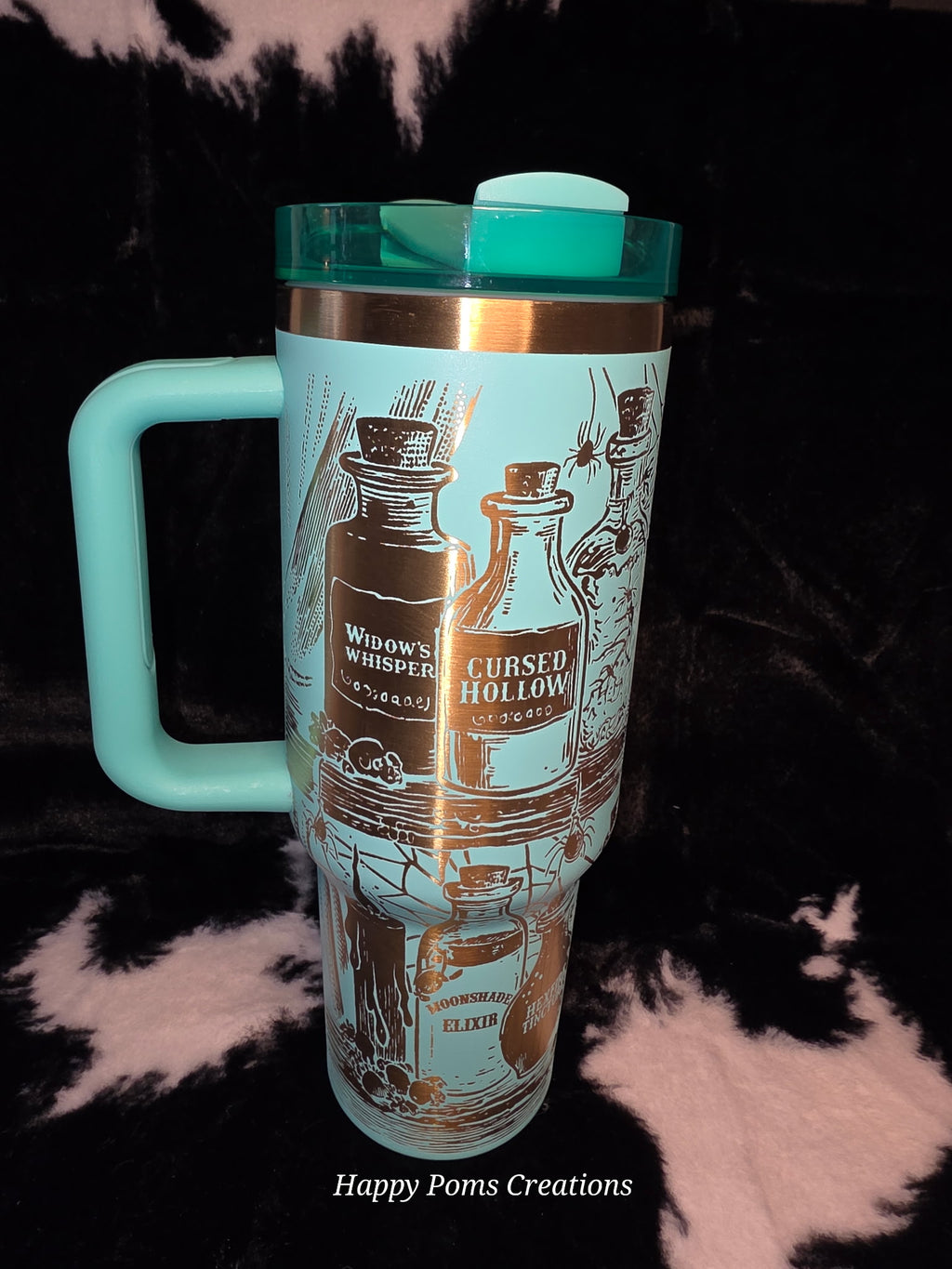 Witch Potion 40oz Tumbler with Handle, Gothic Halloween Travel Mug, Spooky Witchy Cup, Horror Lover Gift, Mint Green