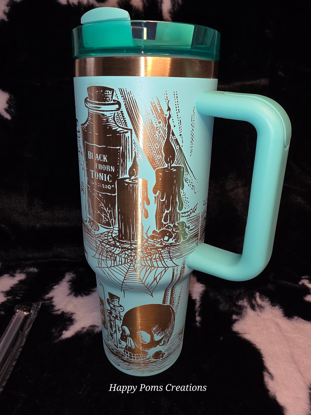 Witch Potion 40oz Tumbler with Handle, Gothic Halloween Travel Mug, Spooky Witchy Cup, Horror Lover Gift, Mint Green