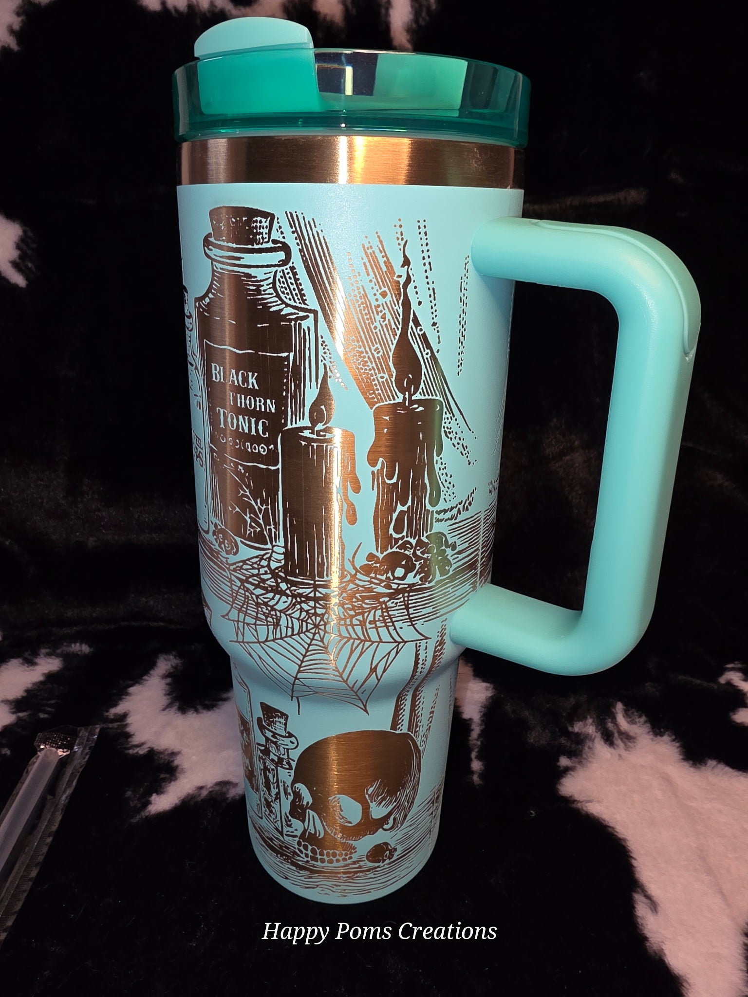 Witch Potion 40oz Tumbler with Handle, Gothic Halloween Travel Mug, Spooky Witchy Cup, Horror Lover Gift, Mint Green