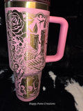 Weird Girls Club Dark Society 40oz Tumbler | Gothic Pink Mug | Raven Skull Rose | Alternative Aesthetic Gift for Women | Spooky Drinkware