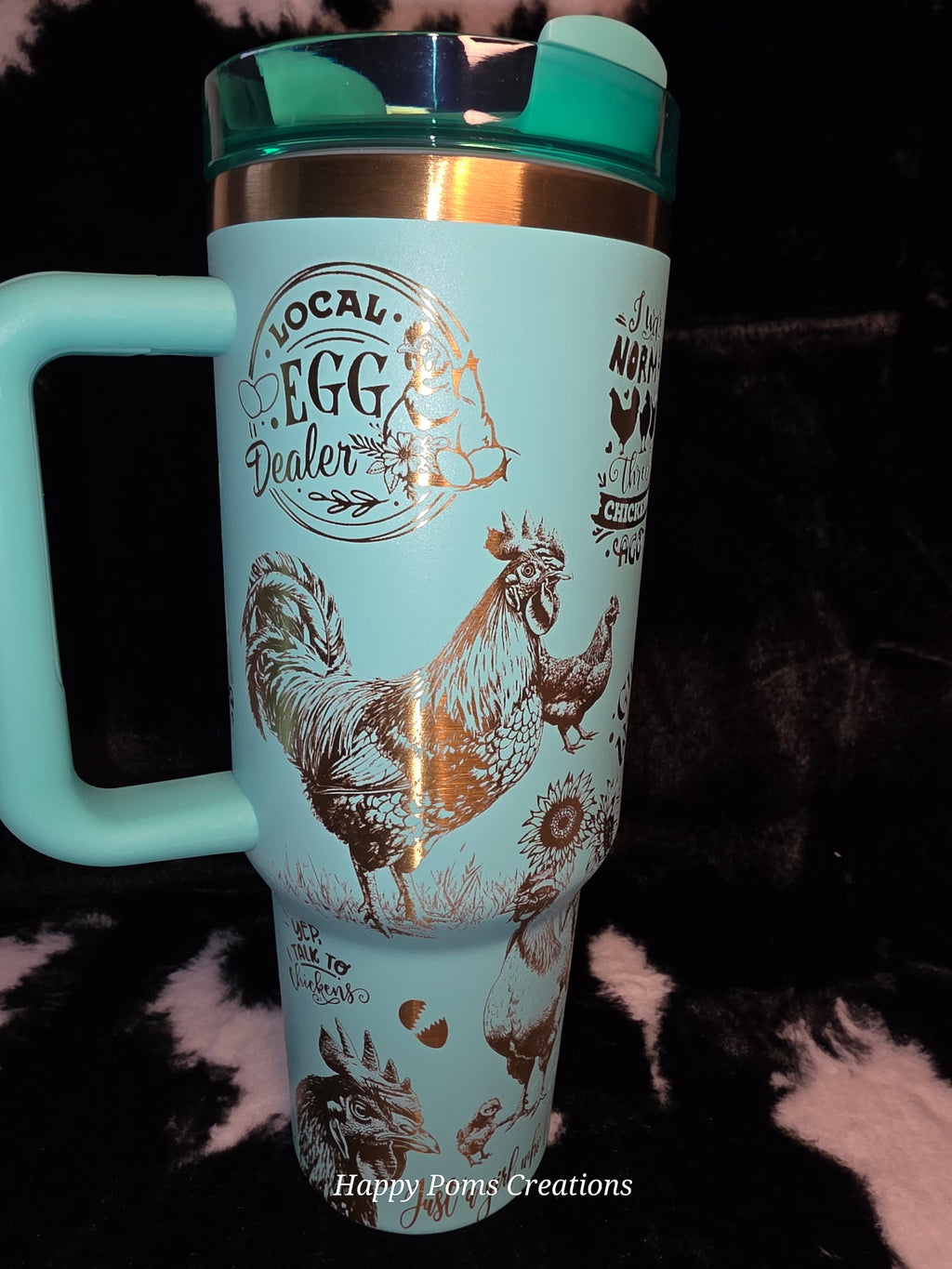 Chicken Lover 40oz Tumbler with Handle, Farmhouse Chicken Cup, Crazy Chicken Lady Gift, Backyard Chicken Mom Travel Mug
