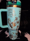 Chicken Lover 40oz Tumbler with Handle, Farmhouse Chicken Cup, Crazy Chicken Lady Gift, Backyard Chicken Mom Travel Mug