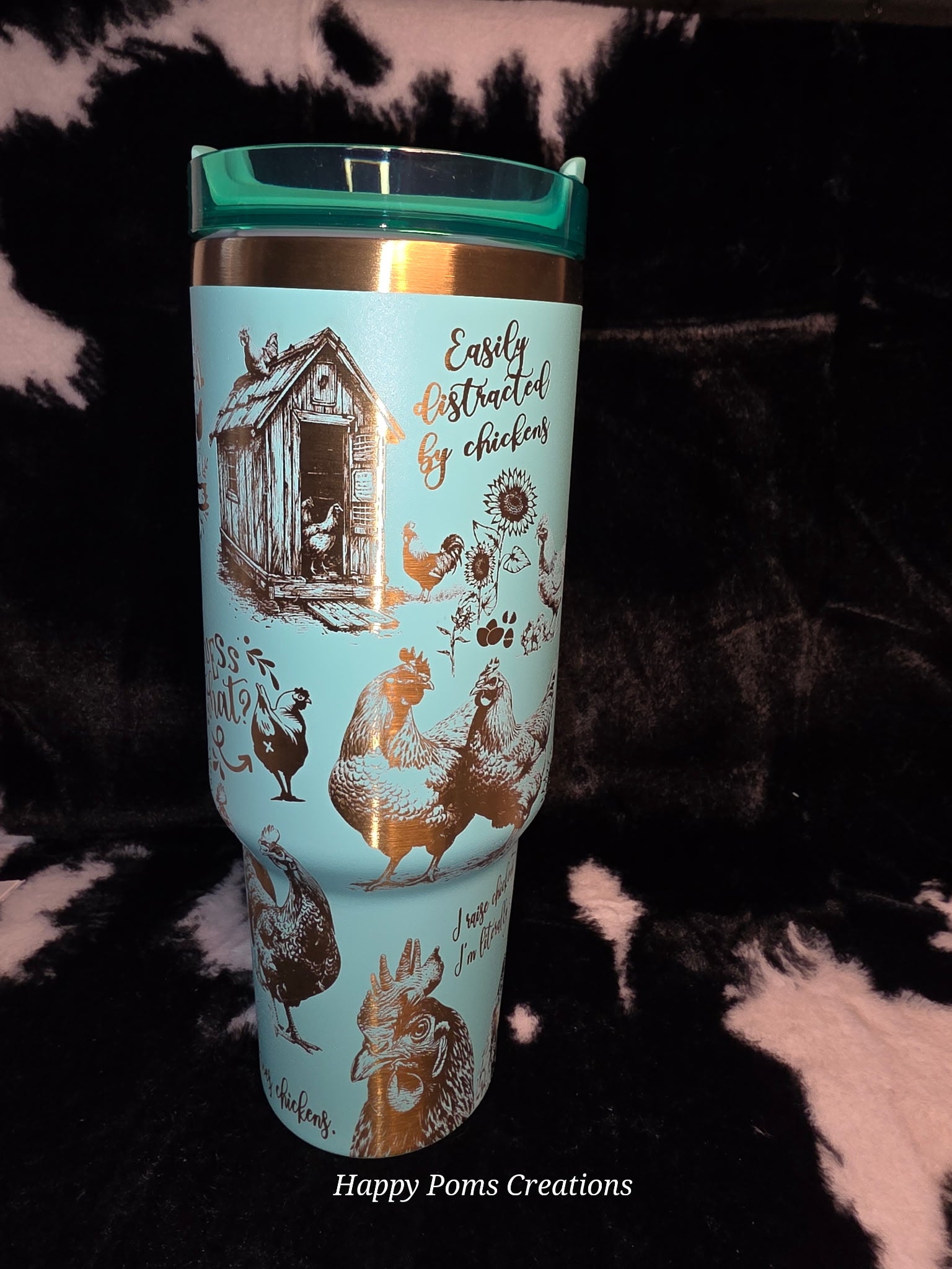 Chicken Lover 40oz Tumbler with Handle, Farmhouse Chicken Cup, Crazy Chicken Lady Gift, Backyard Chicken Mom Travel Mug