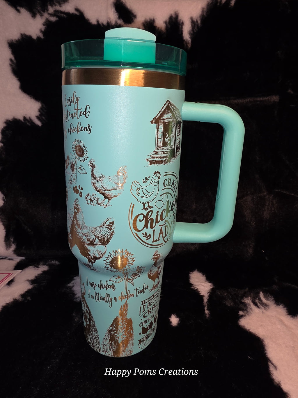 Chicken Lover 40oz Tumbler with Handle, Farmhouse Chicken Cup, Crazy Chicken Lady Gift, Backyard Chicken Mom Travel Mug