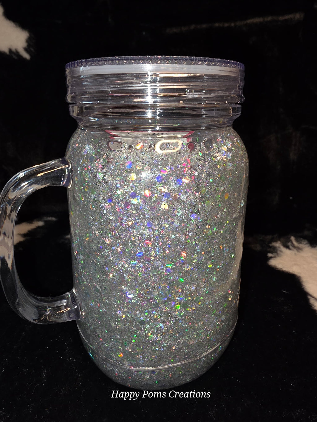 Salty Soul Glitter Mason Jar Tumbler | Beach Lover Cup | Coastal Seashell Glitter Mug | Ocean Inspired Travel Cup | Summer Gift for Her