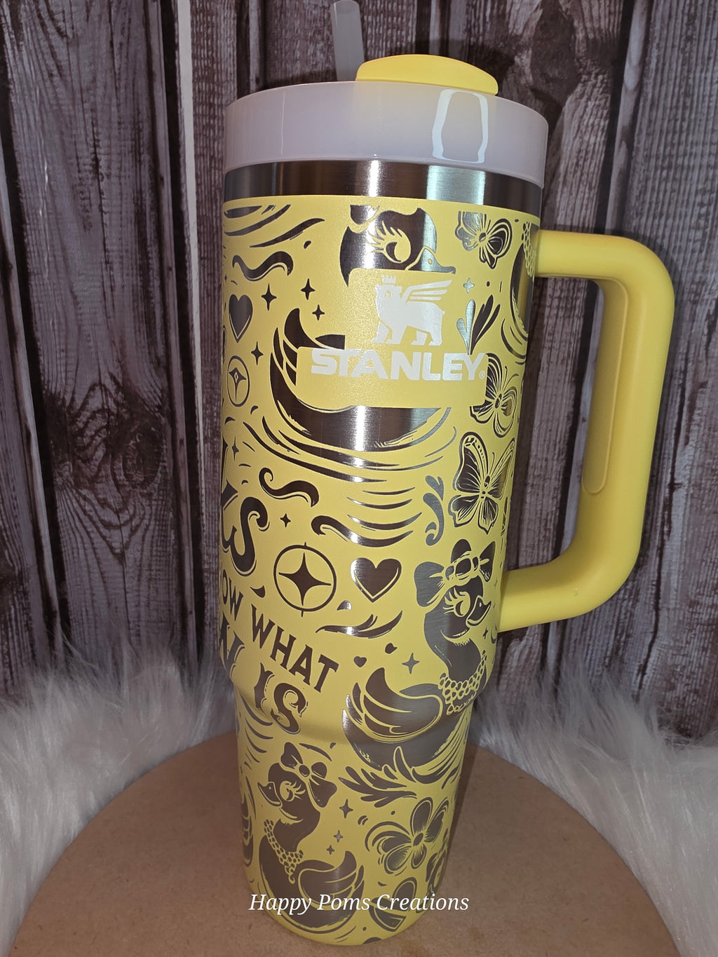 Stanley Tumbler - 30oz, Yellow, Laser Engraved, Ducks in a Row